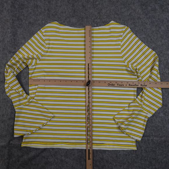 Ralph Lauren Top Womens Large Striped Long Bell Sleeve Gold Button Preppy Boat - Picture 8 of 11